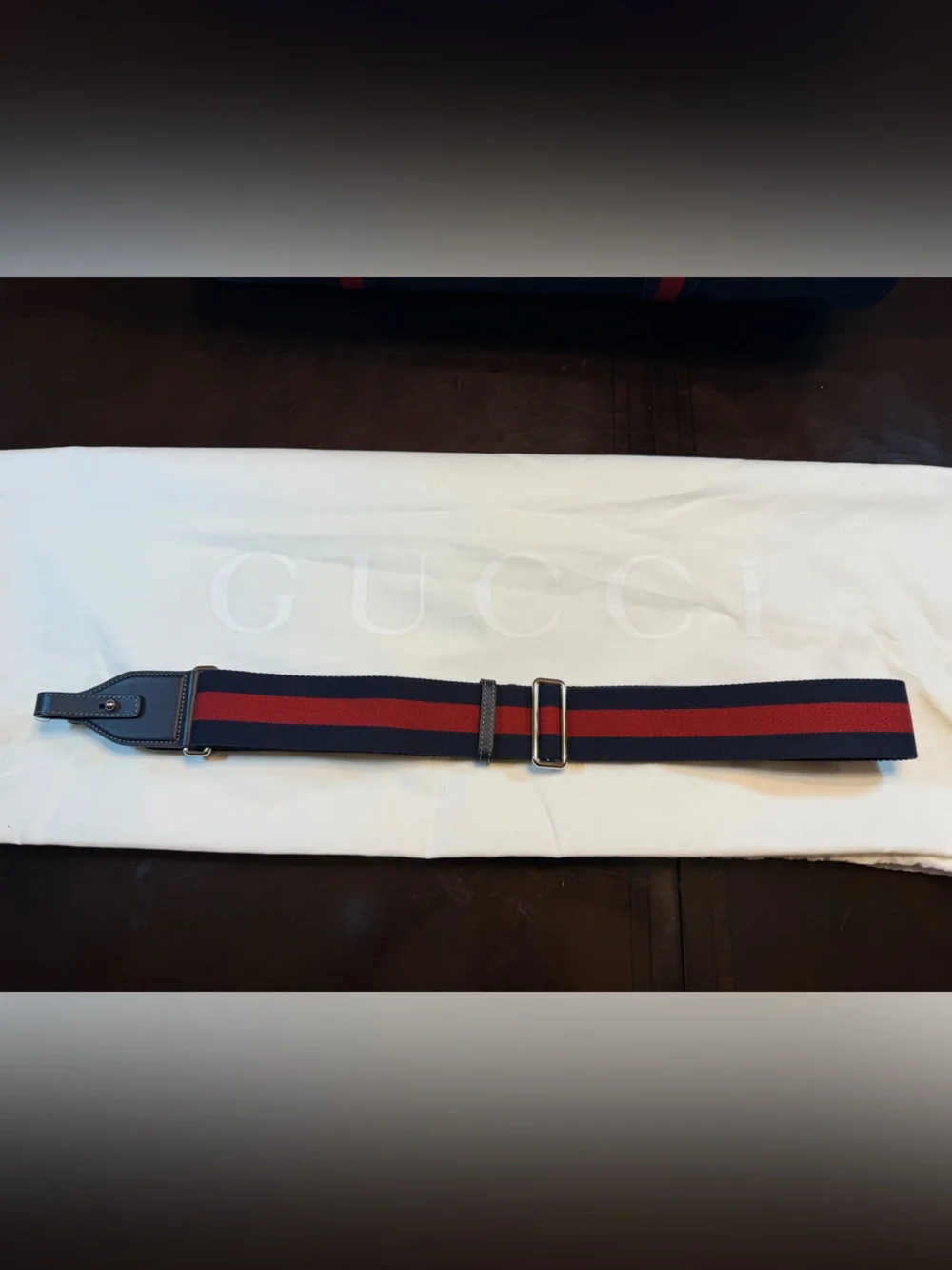 New Authentic Gucci Crest Logo Navy Canvas Duffle Bag Large